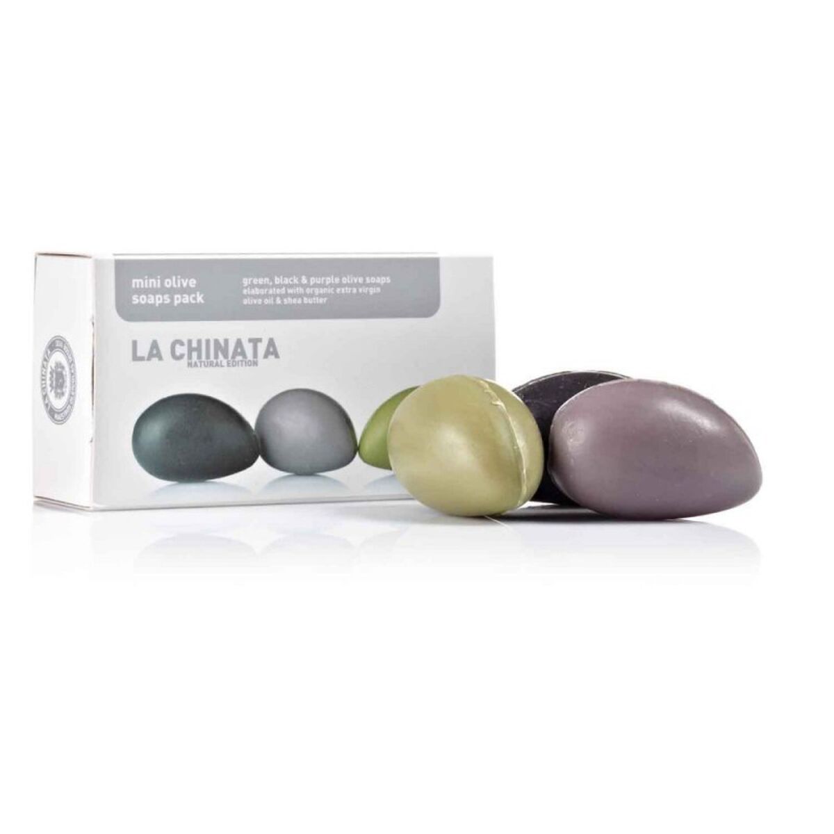 Sæbesæt La Chinata Mini Olive 3 Enheder produktemballage