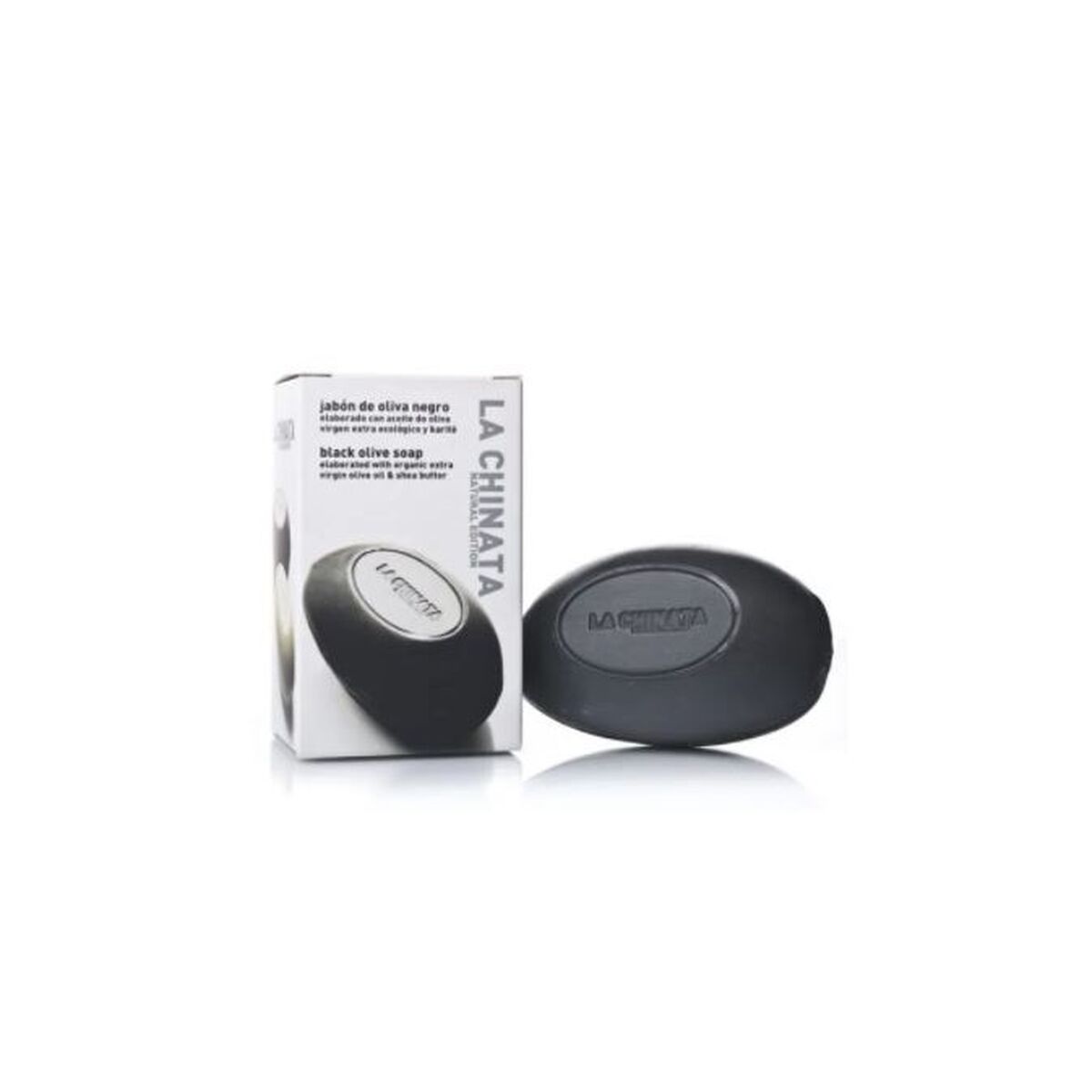 Sæbekage La Chinata Black Olive 150 g produktemballage