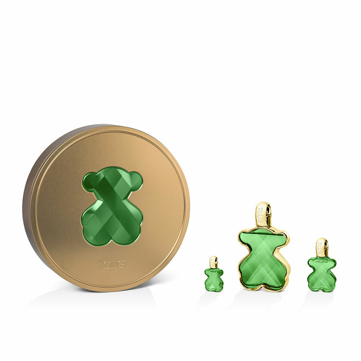 Dameparfumesæt Tous LoveMe The Emerald Elixir 3 stykker til kvinder produktemballage