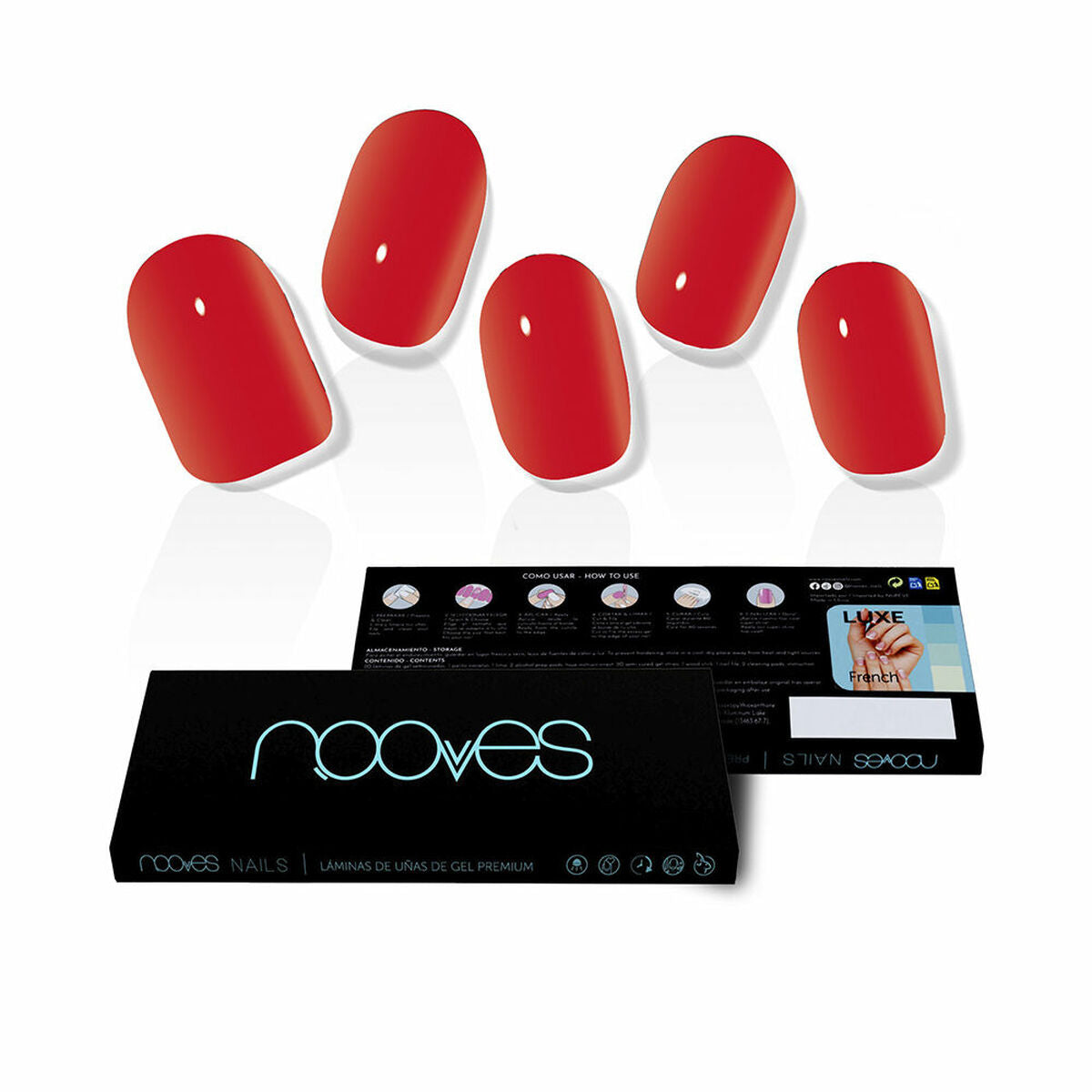 Falske negle Nooves Crimson red Gel Selvklæbende 20 stk. hudplejeemballage