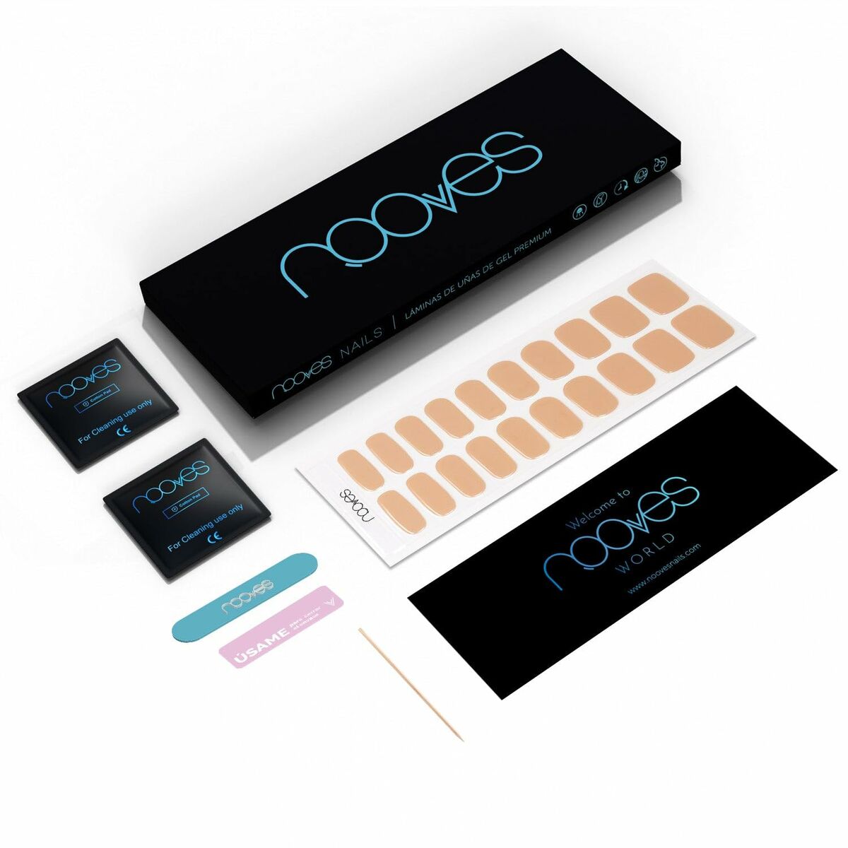 Gel neglestrips Nooves Láminas De Uñas De Gel Cru au soleil 20 stk hudplejeemballage