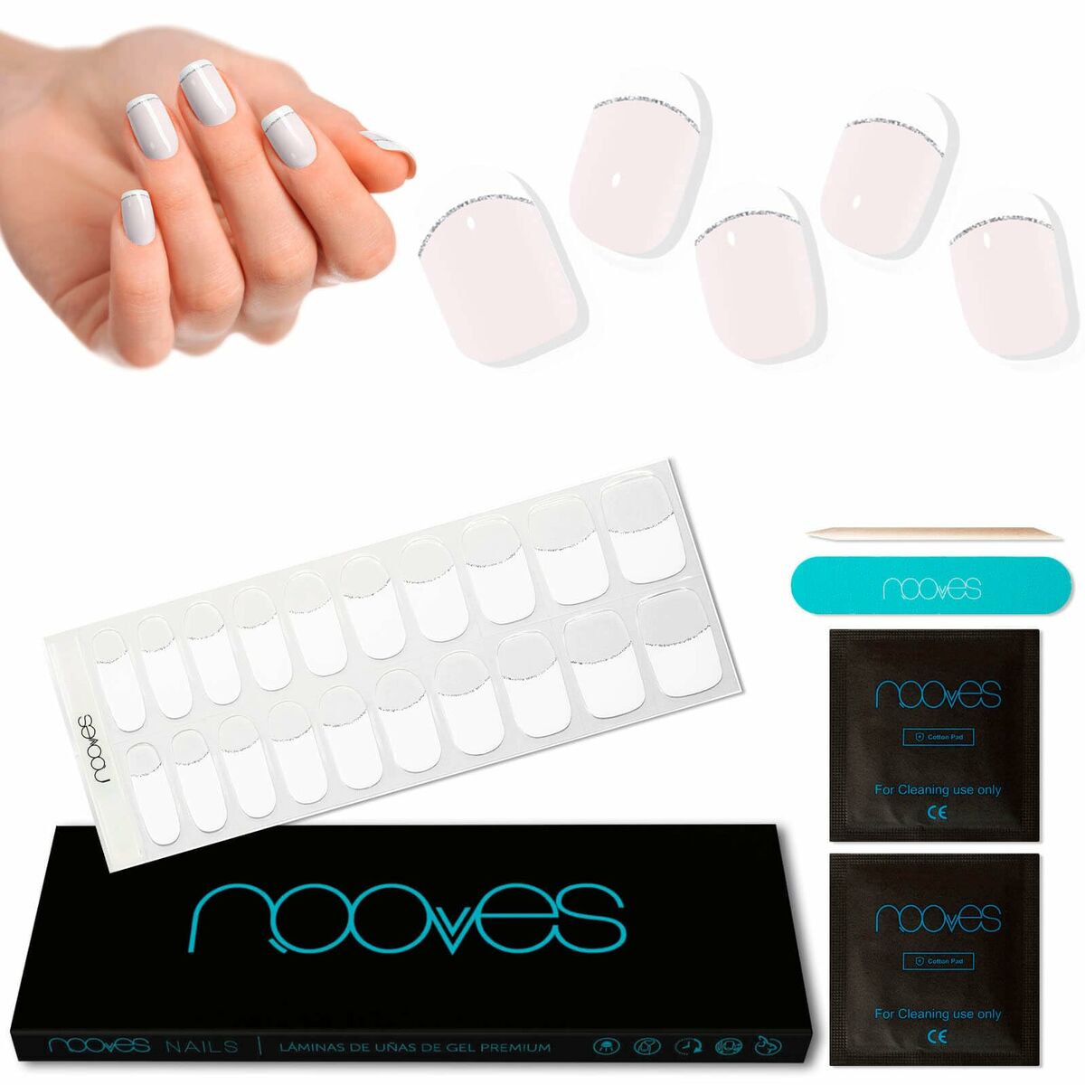 Neglelak Nooves LÁMINAS DE UÑAS DE GEL Hvid 20 stks hudplejeemballage