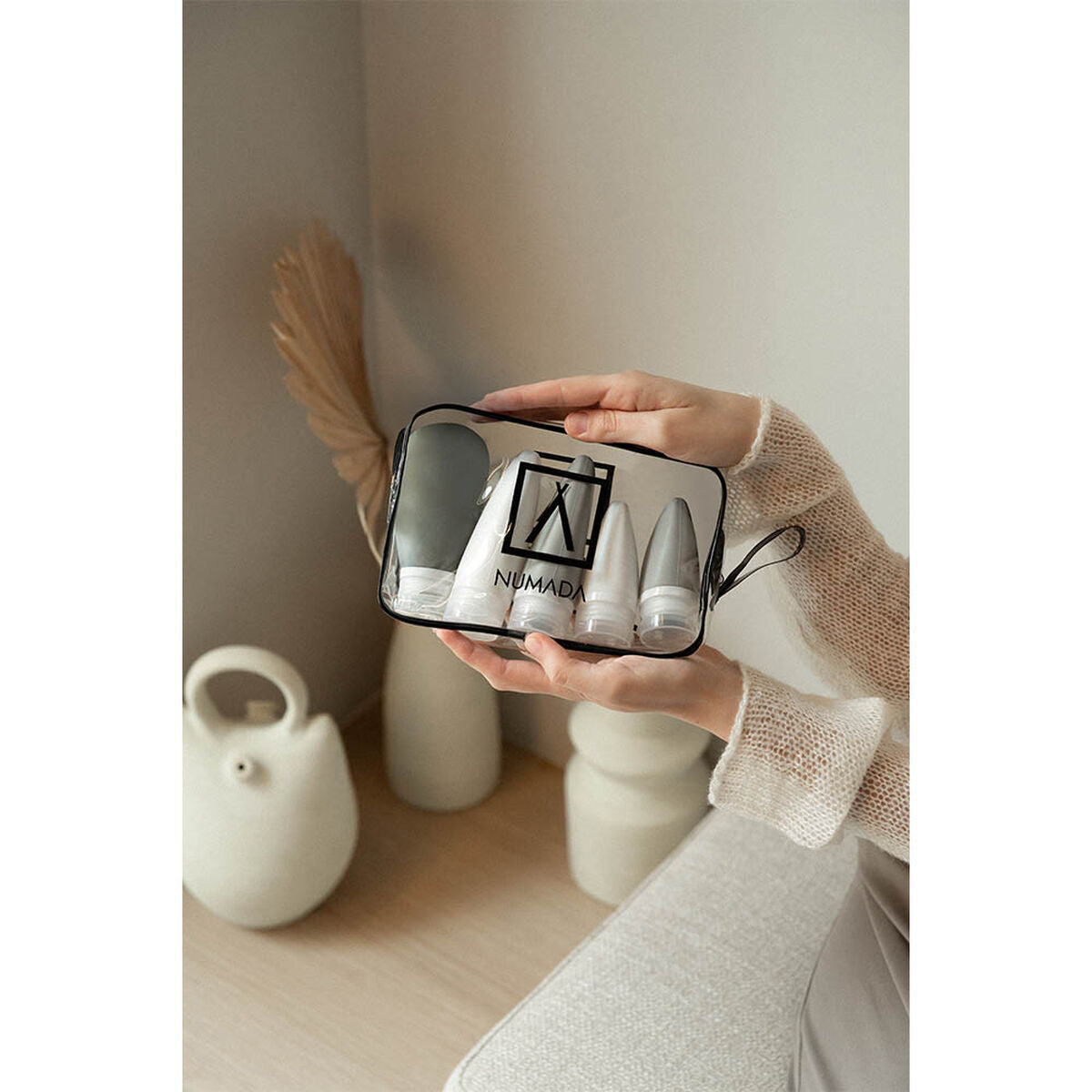 Travel Vanity Case Numada Transparent PVC Silikone 20 x 6,5 x 13,5 cm produktemballage