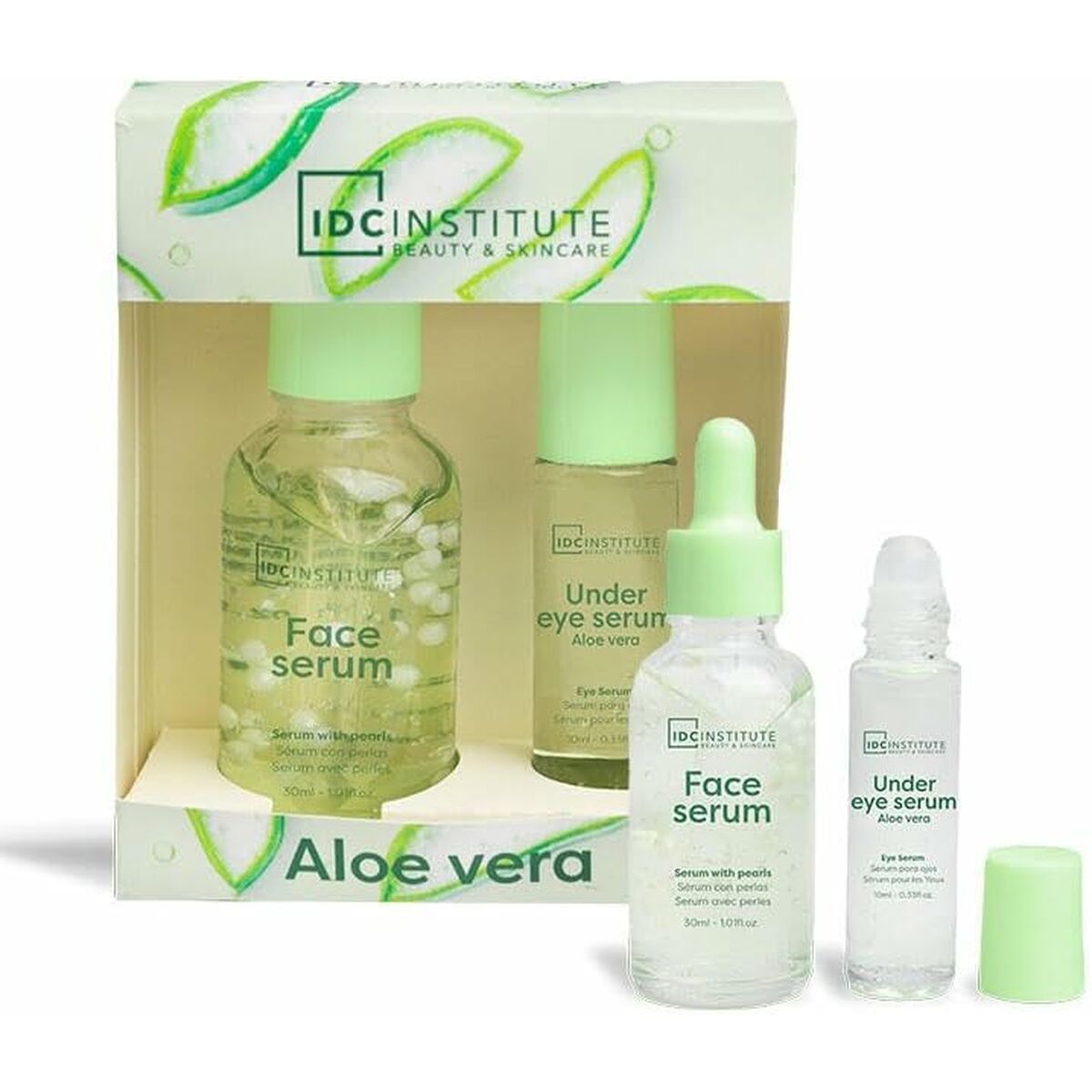 Personlig plejesæt IDC Institut ALOE VERA 2 stk. produktemballage