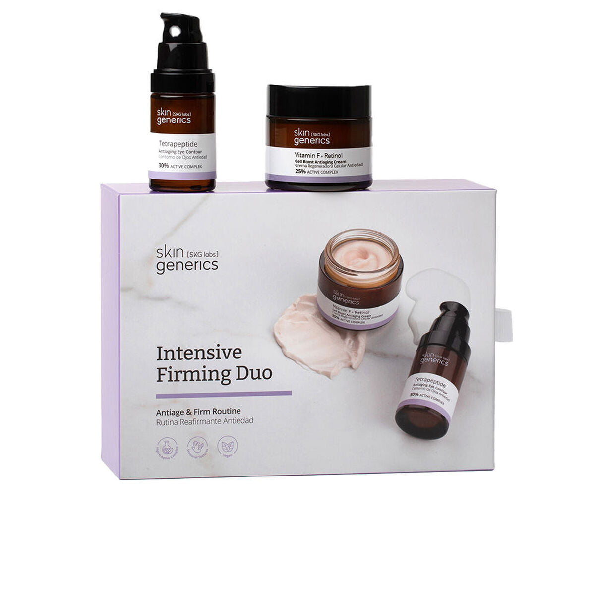 Dame kosmetiksæt Skin Generics INTENSIV OPSTRÆMNING 2 stykker til kvinder produktemballage