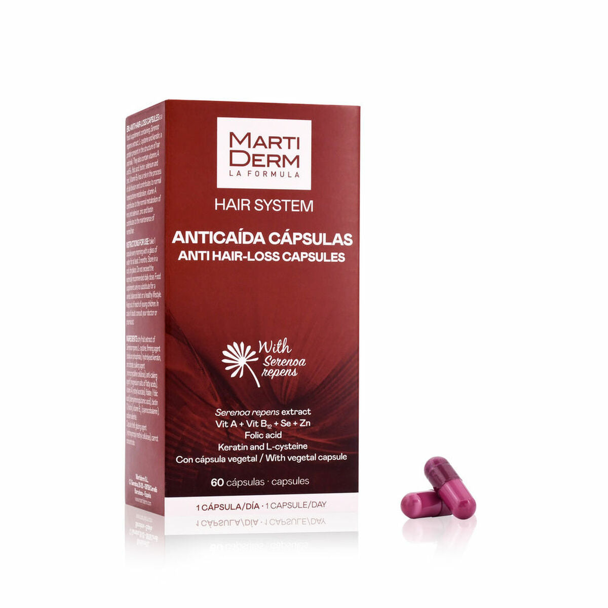 Anti-hårtabspleje Martiderm HAIR SYSTEM produktemballage