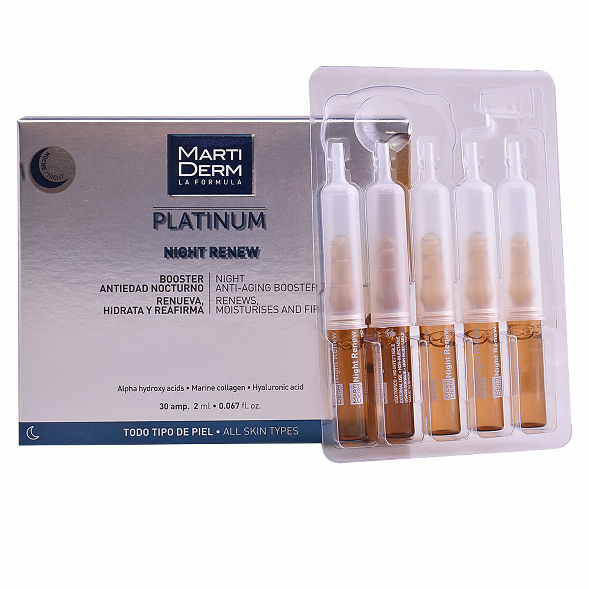Ampuller Martiderm Platinum Night Renew produktemballage