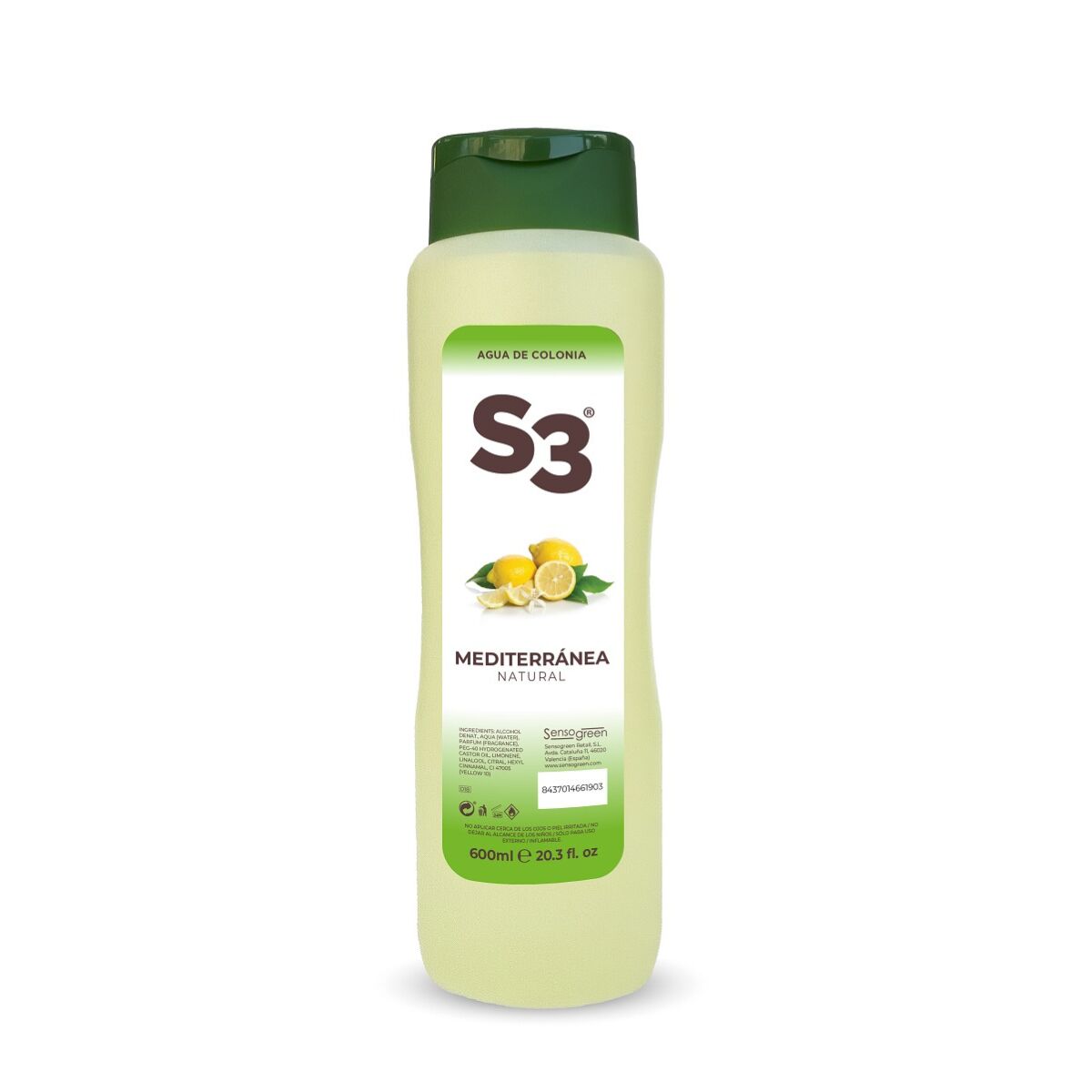 Unisex Parfume S3 Mediterranea EDC 600 ml produktemballage