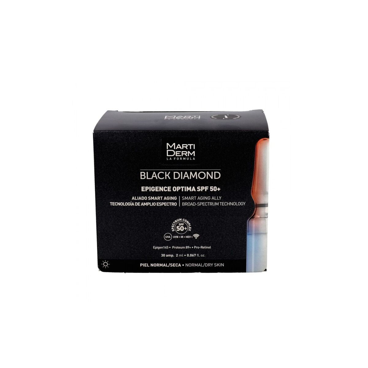 Badebørste Martiderm BLACK DIAMOND Spf 50 2 ml produktemballage