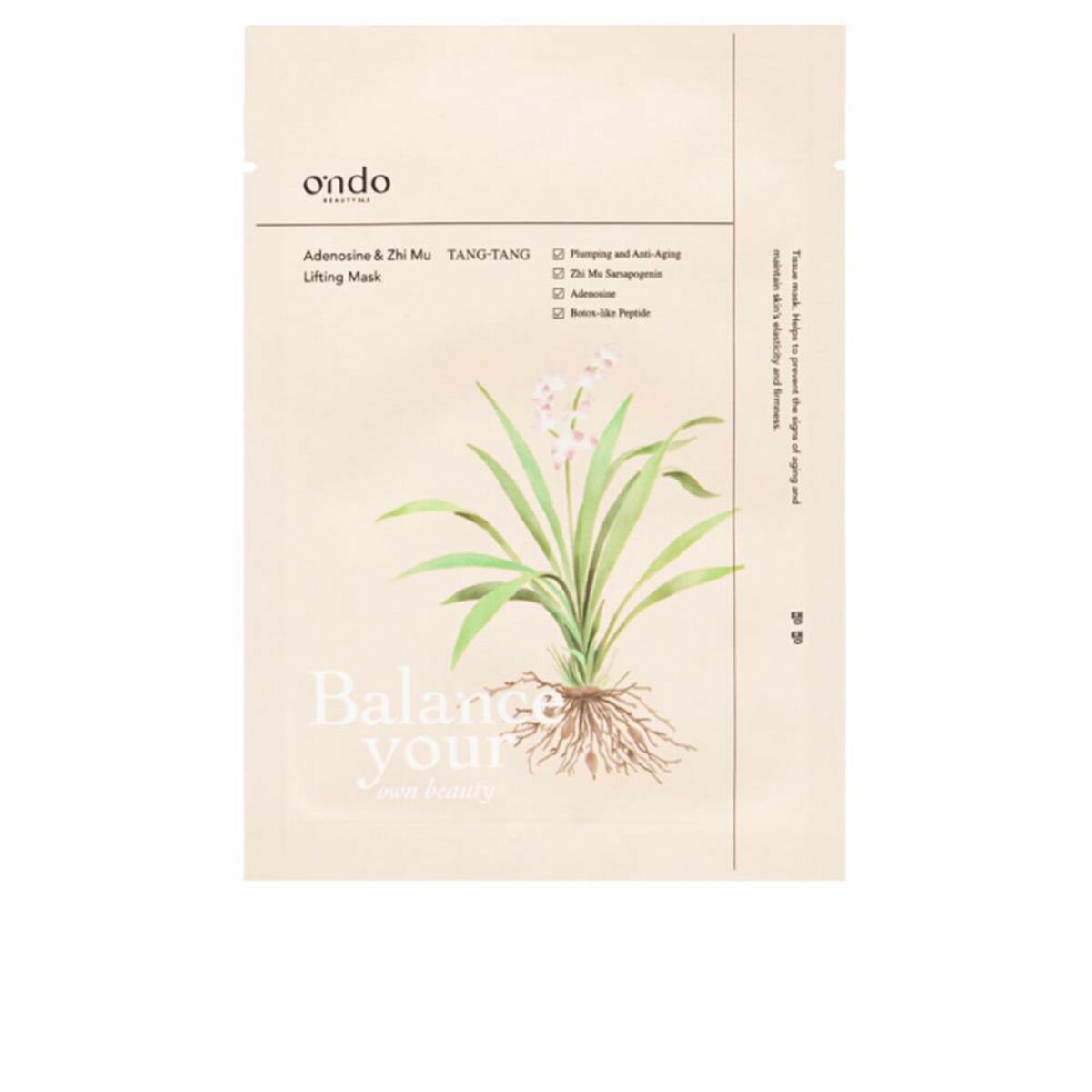 Ansigtsmaske Ondo Beauty 36.5 Adenosine & Zhi Mu 25 ml Opstrammende til kvinder maskeemballage
