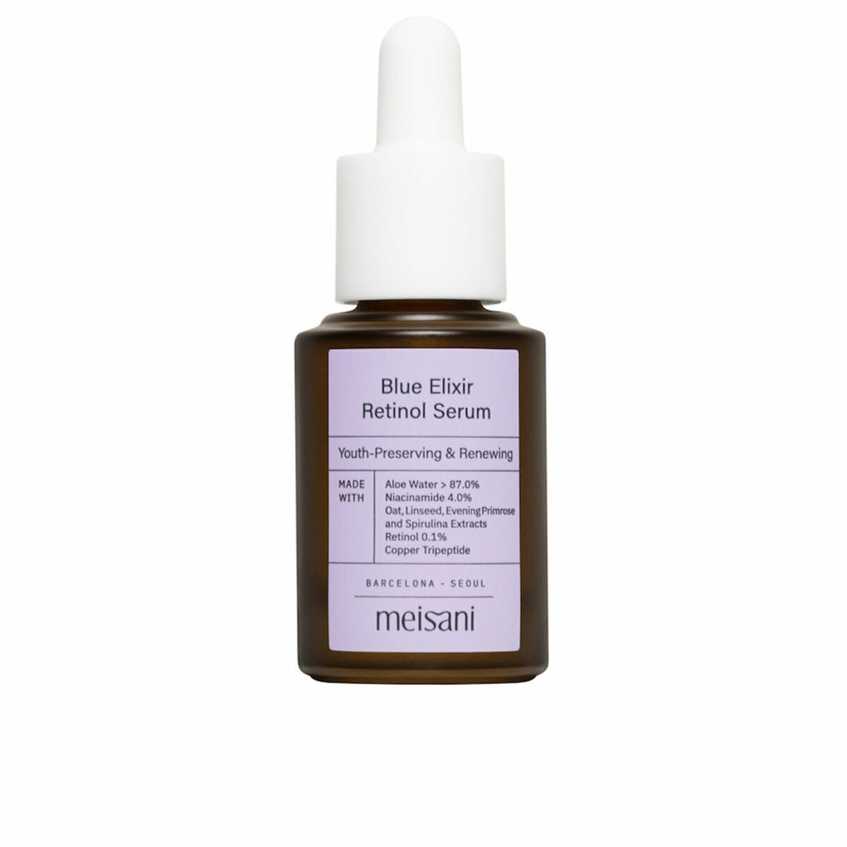 Ansigtsserum Meisani Blue Elixir Retinol 15 ml til kvinder serumflaske