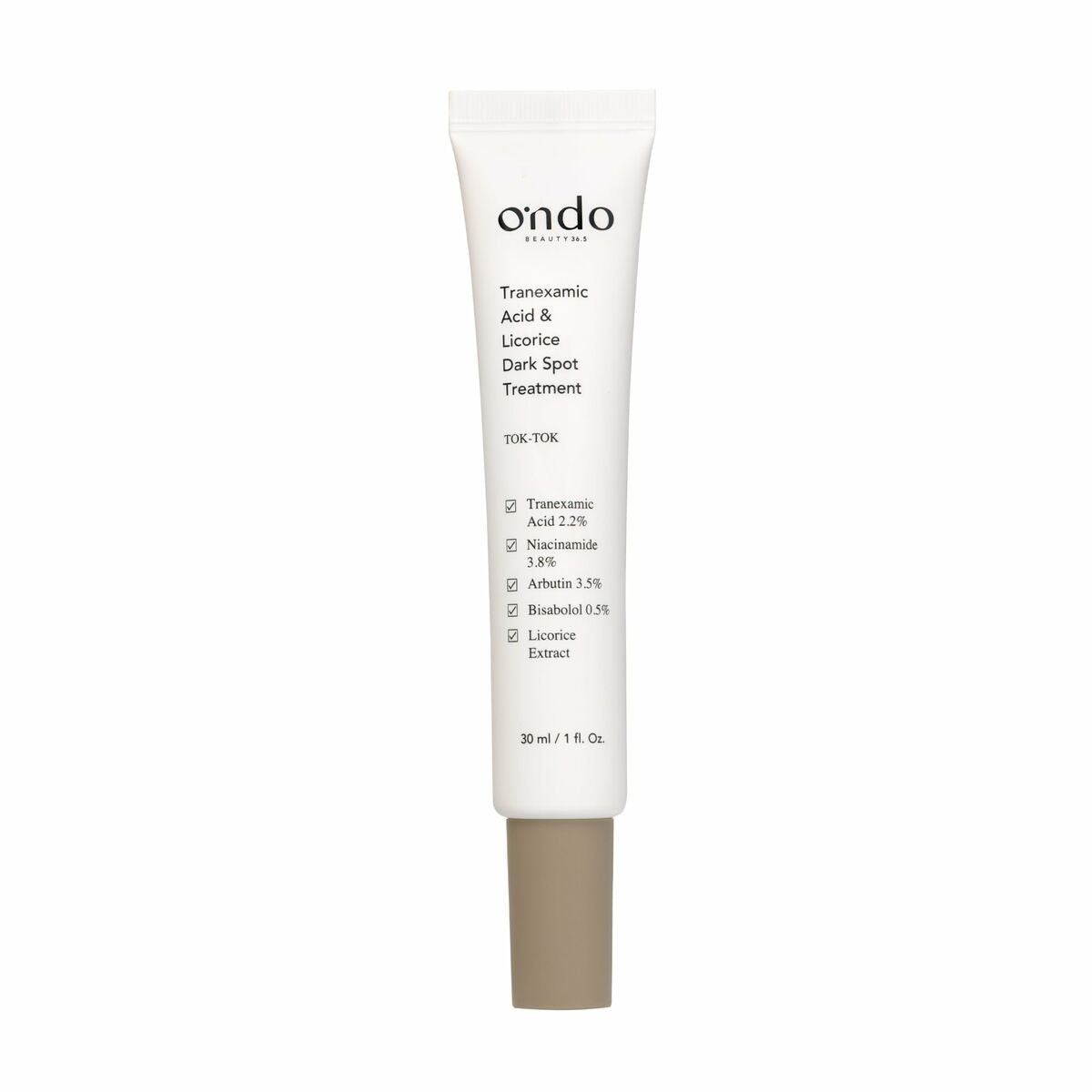 Anti-Brown Spot Care Ondo Beauty 36.5 TRANEXAMIC ACID & LICORICE Dark 30 ml produktemballage