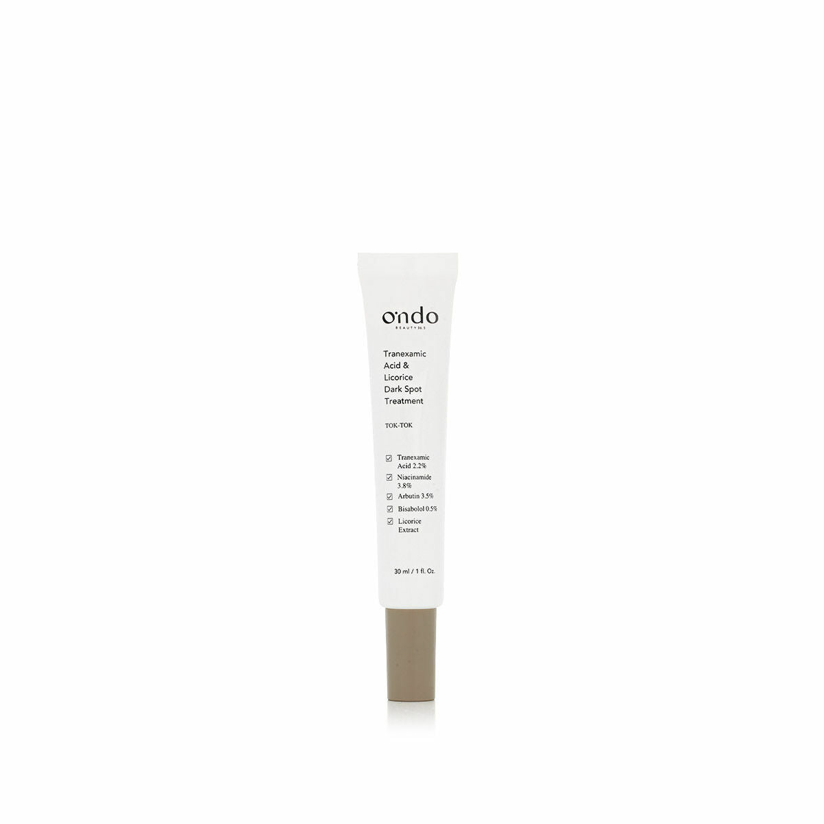 Anti-Brown Spot Care Ondo Beauty 36.5 TRANEXAMIC ACID & LICORICE Dark 30 ml produktemballage