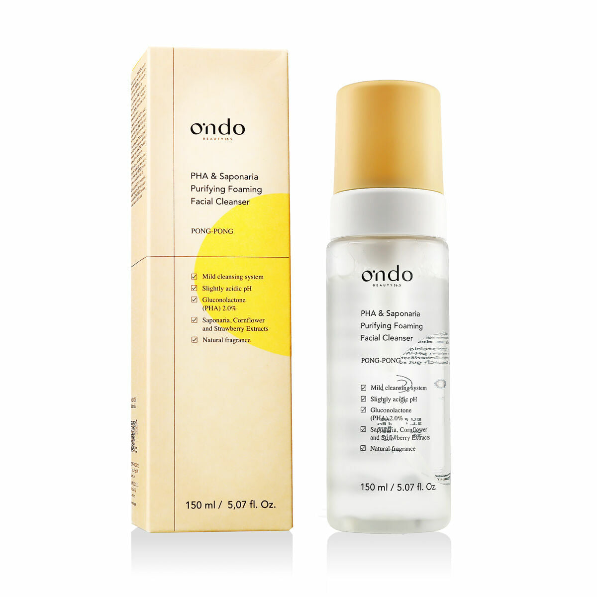 Cleansing Foam Ondo Beauty 36.5 PHA & SAPONARIA 150 ml til kvinder produktemballage