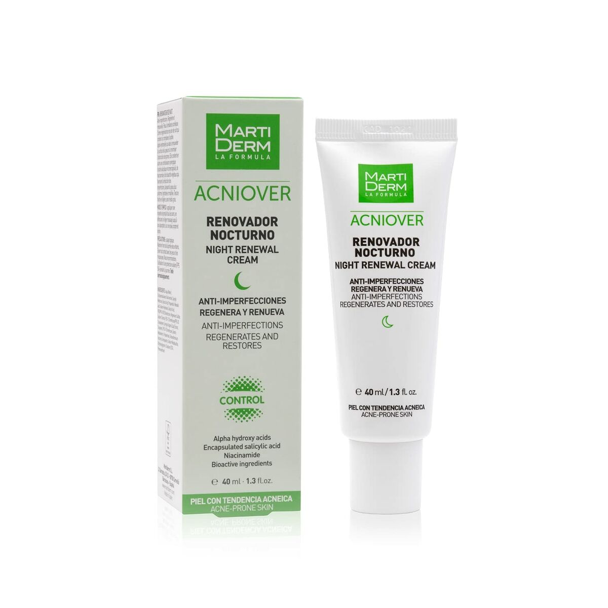 Natcreme Martiderm ACNIOVER 40 ml Anti-imperfections for Women hudplejeemballage