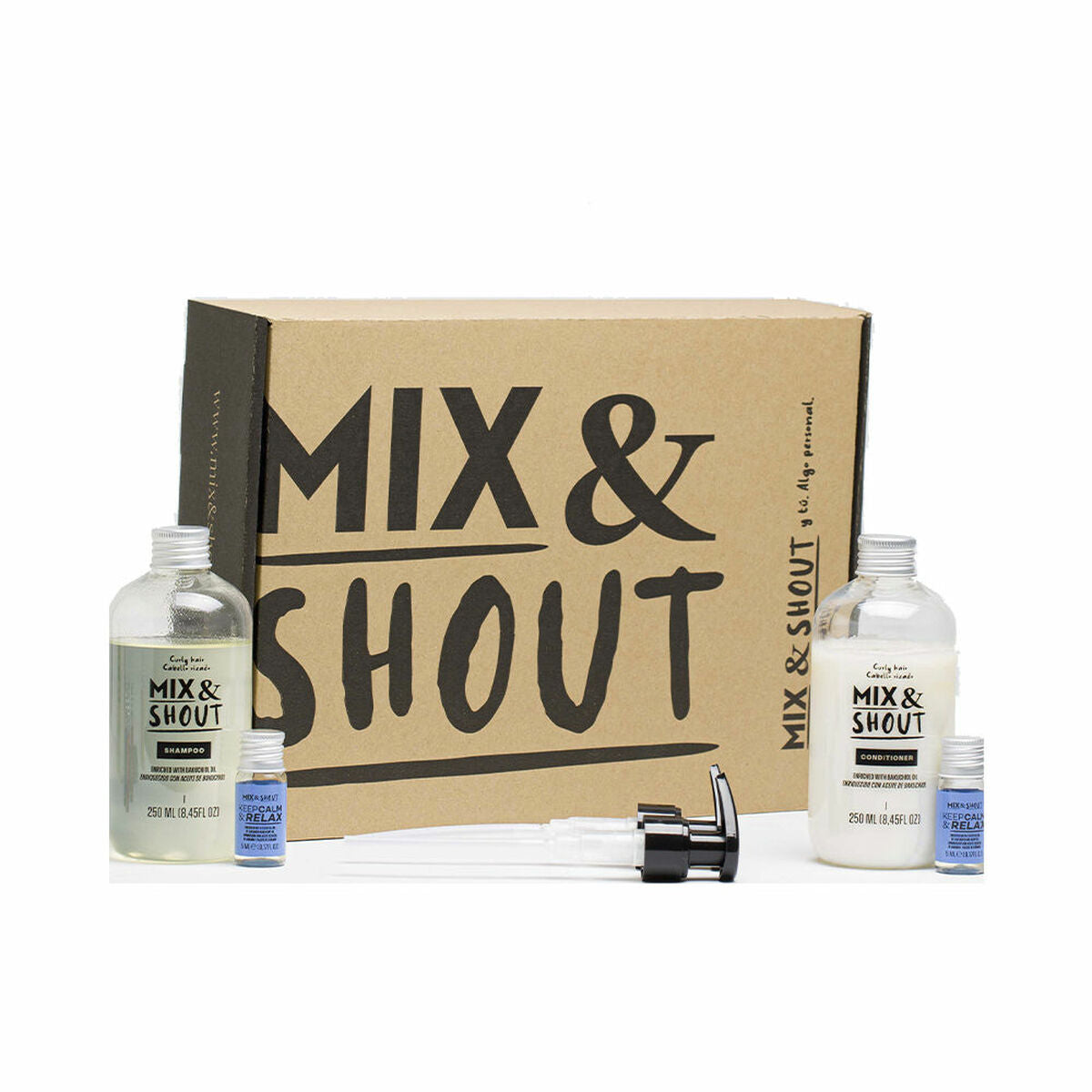 Shampoo Mix & Shout Rutina Rizado Calmante Lote beroligende 4 stykker shampooflaske med krøllet hår