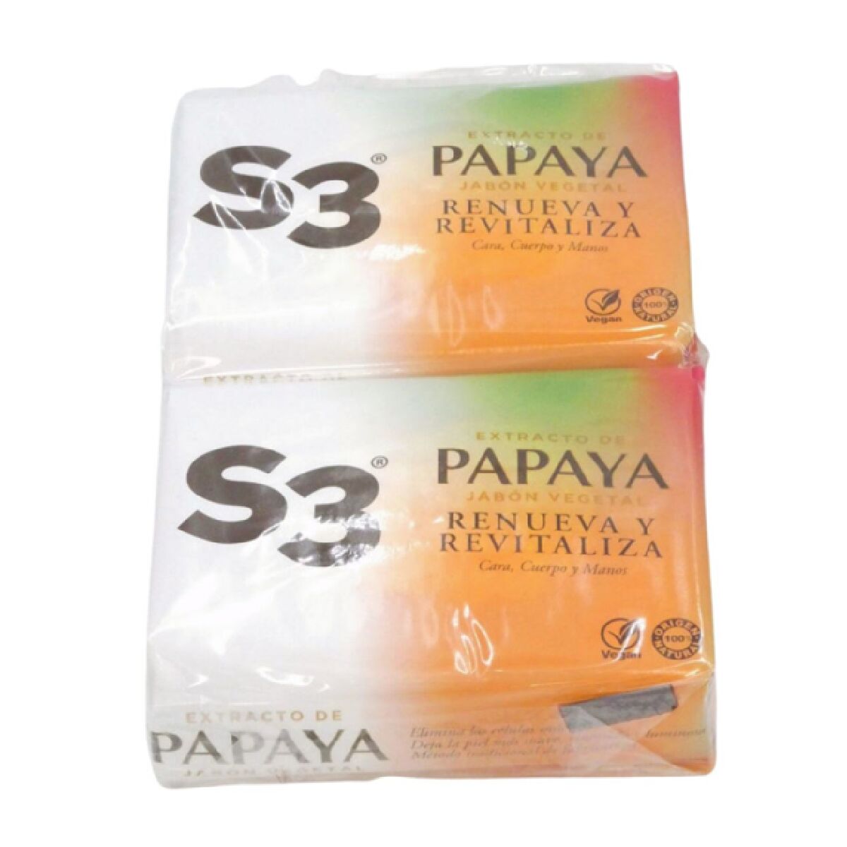 Sæbekage S3 125 g Papaya 2 Enheder produktemballage