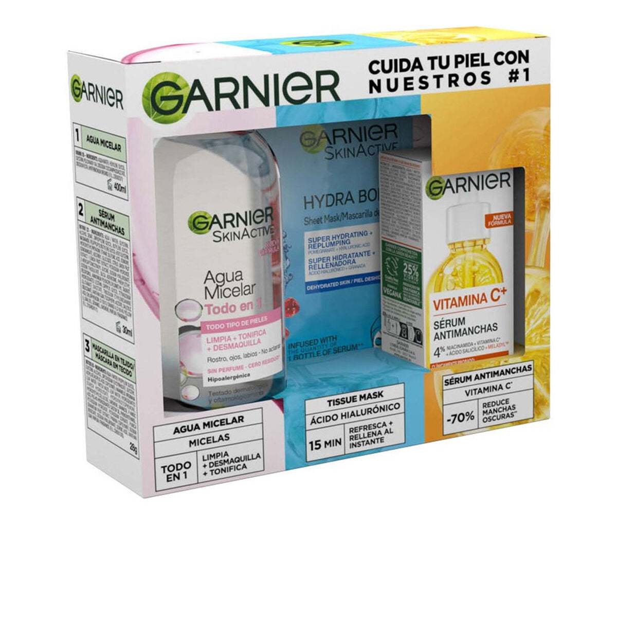 Kosmetiksæt til kvinder Garnier SKINACTIVE 3 stykker til kvinder produktemballage