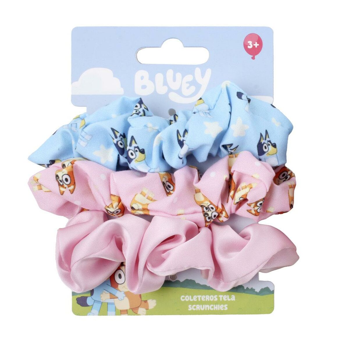 Gummi hårbånd Bluey Blue 3 stykkers produktemballage