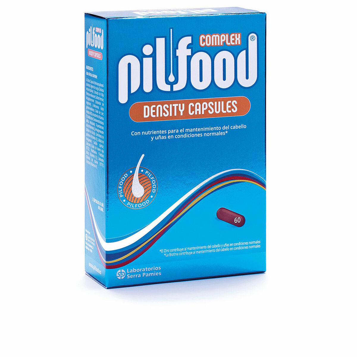 Hårtab kosttilskud Pilfood Density (60 enheder) produktemballage