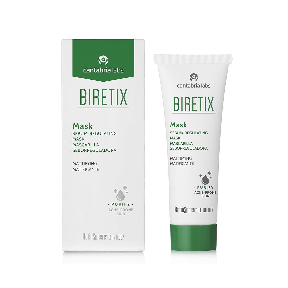 Ansigtsmaske BIRETIX Cantabria Labs talgregulerende 25 ml til kvinder maskeemballage