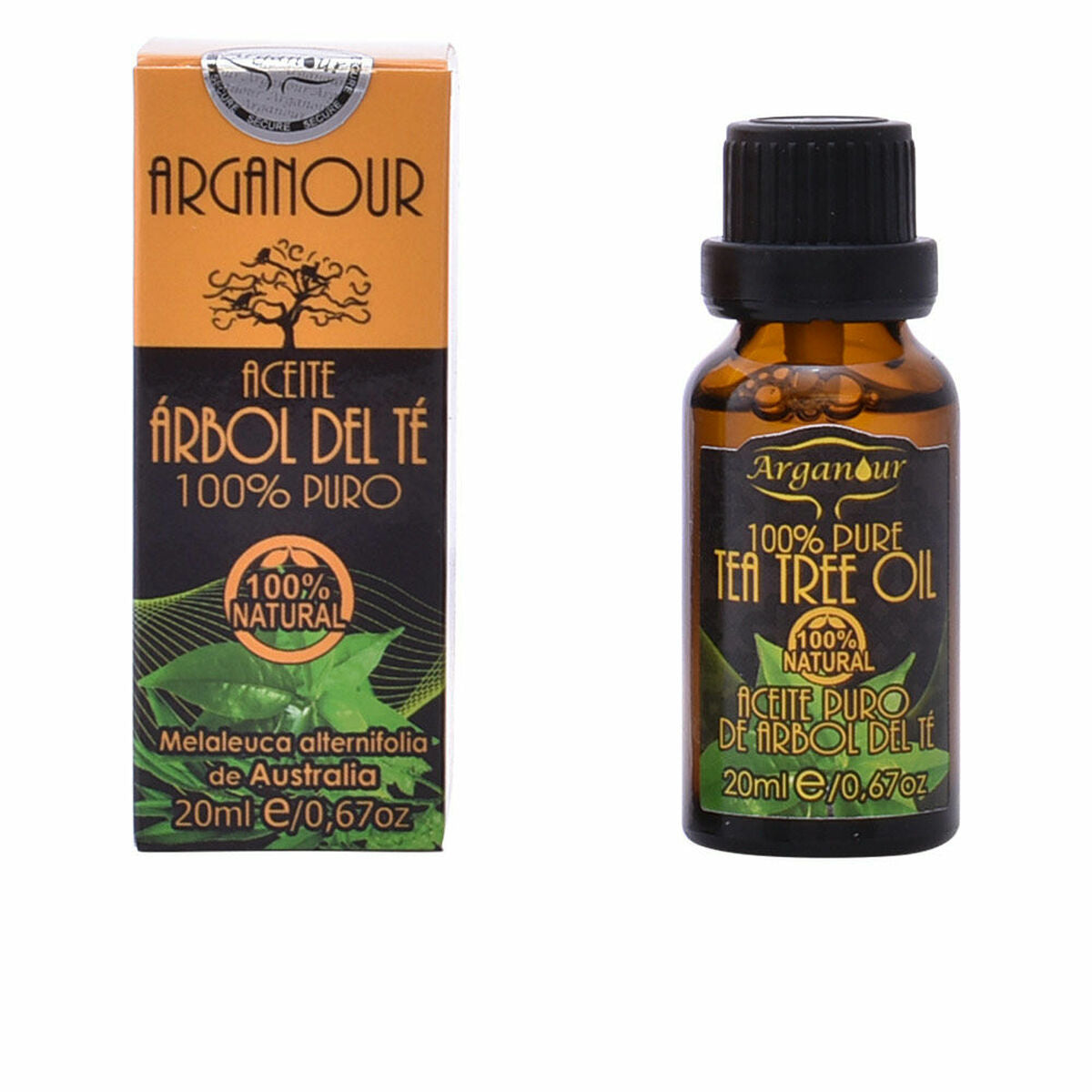 Æterisk olie Arganour árbol De Té 20 ml Tea tree-produktemballage