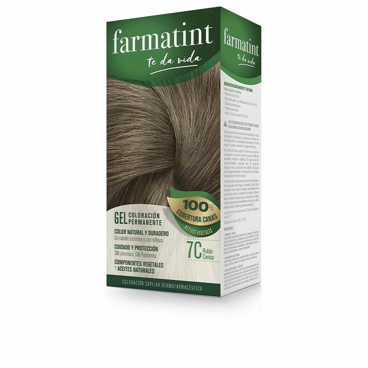 Permanent Dye Farmatint 7c-Rubio Ceniza Nº 7c-Rubio Ceniza Gel (5 enheder) hudplejeemballage