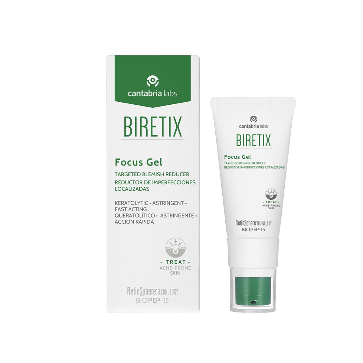 Anti-imperfection Care BIRETIX Focus Gel 15 ml hudplejeemballage