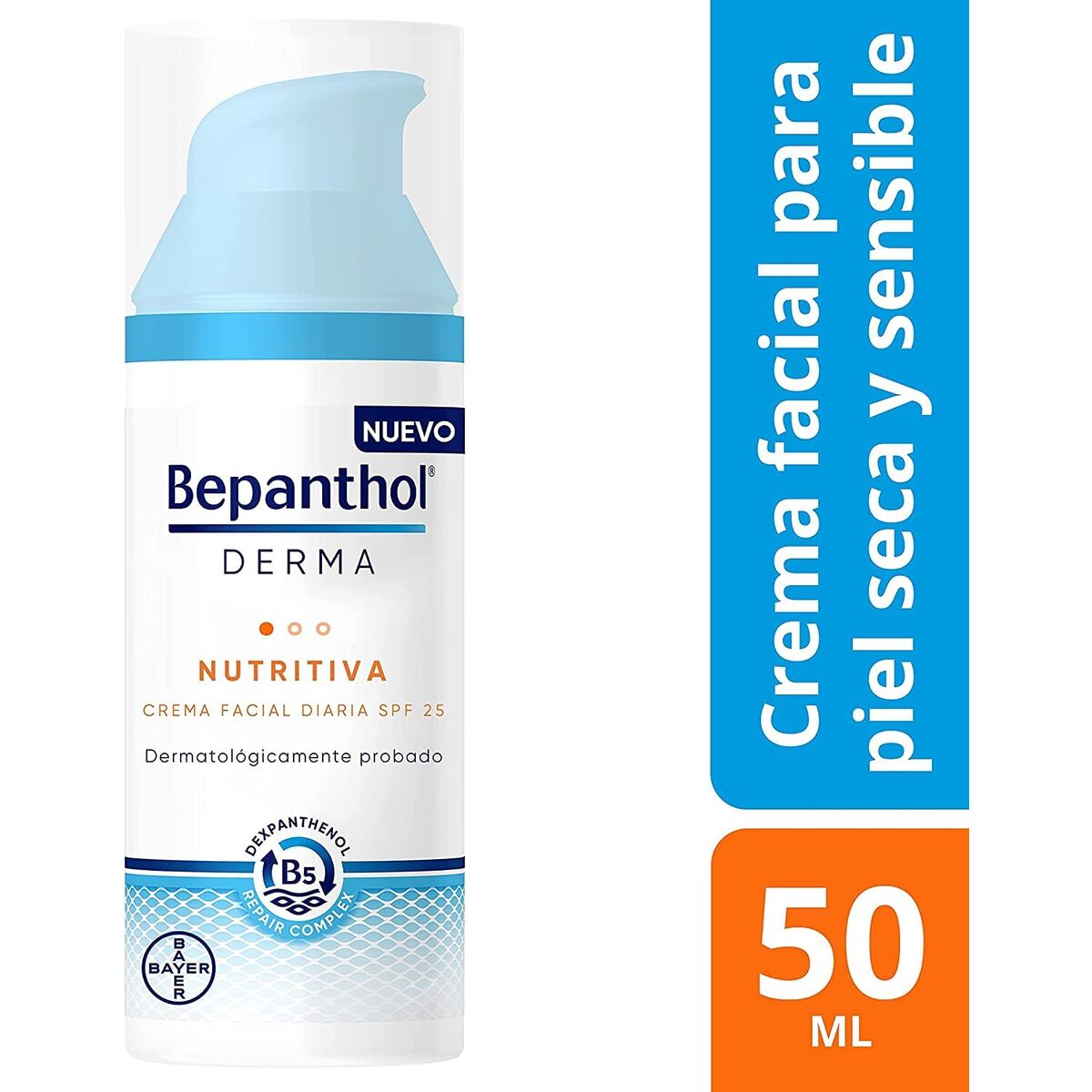 Nærende ansigtscreme Bepanthol DERMA Spf 25 50 ml hudplejeemballage