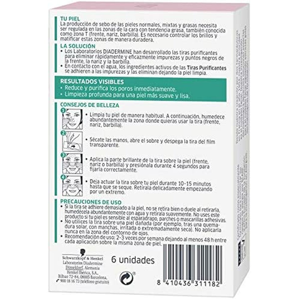 Acne Skin Care Diadermine Tiras Purificantes produktemballage