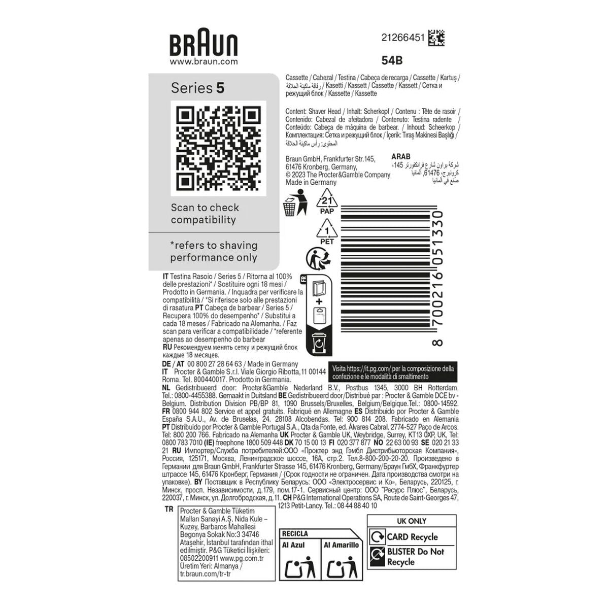 Udskiftningshoved Braun 54B produktemballage