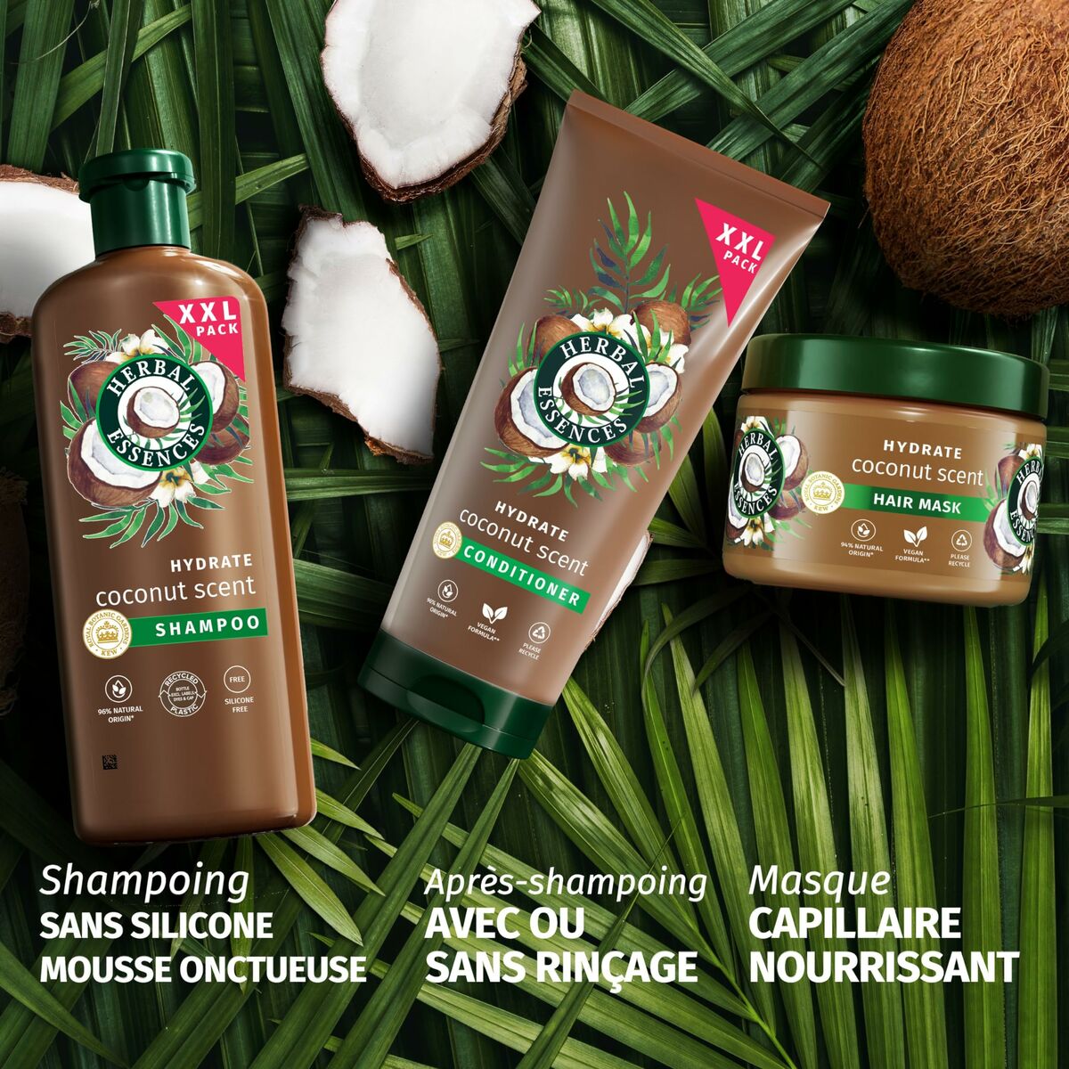 Moisturizing Shampoo Herbal Essences Coconut Scent 680 ml shampooflaske