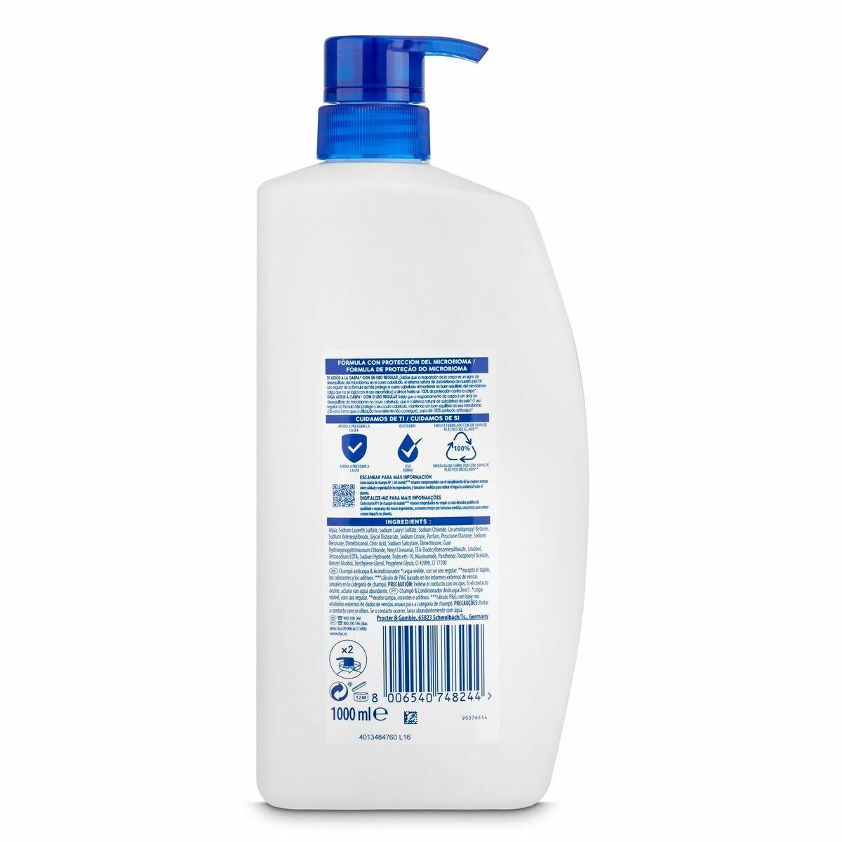 Anti-skælshampoo hoved og skuldre H&S CLÁSICO 1 L shampooflaske