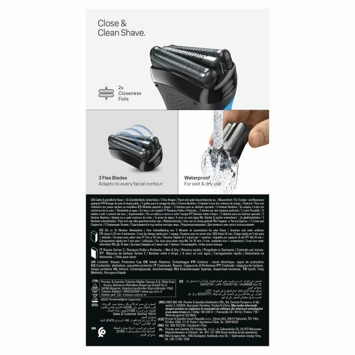 Elektrisk barbermaskine Braun Series 3 produktemballage