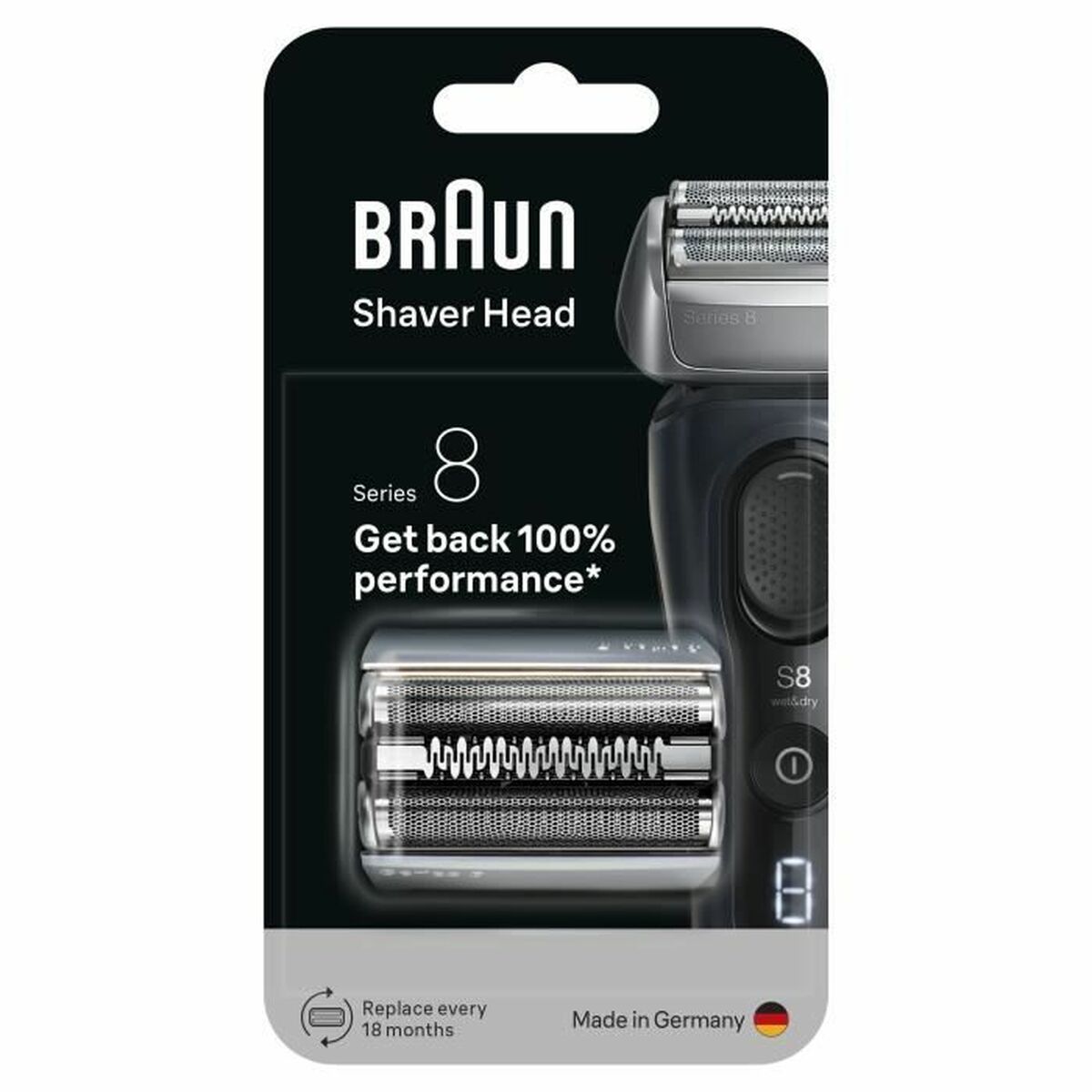 Udskiftningshoved Braun Series 8 produktemballage