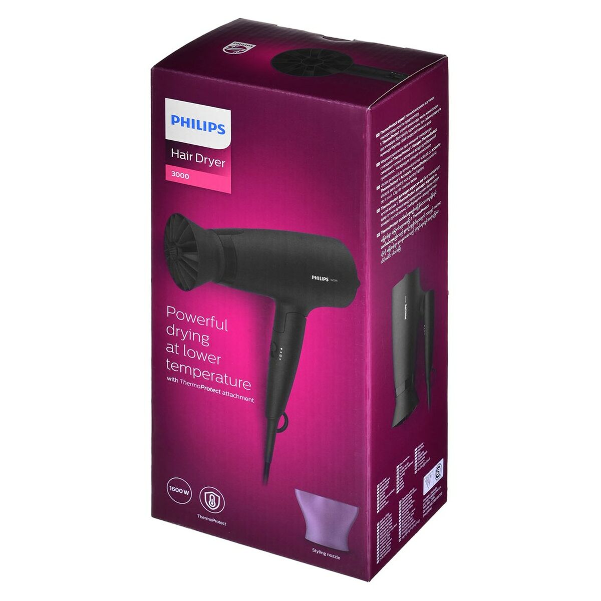 Hårtørrer Philips BHD308/10 Sort 1600 W produktemballage