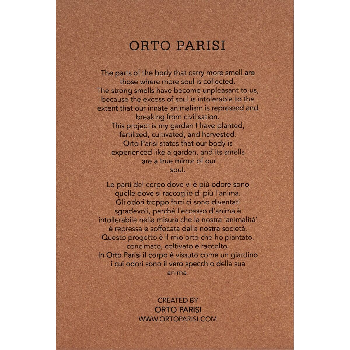 Unisex parfume Orto Parisi STERCUS 50 ml produktemballage