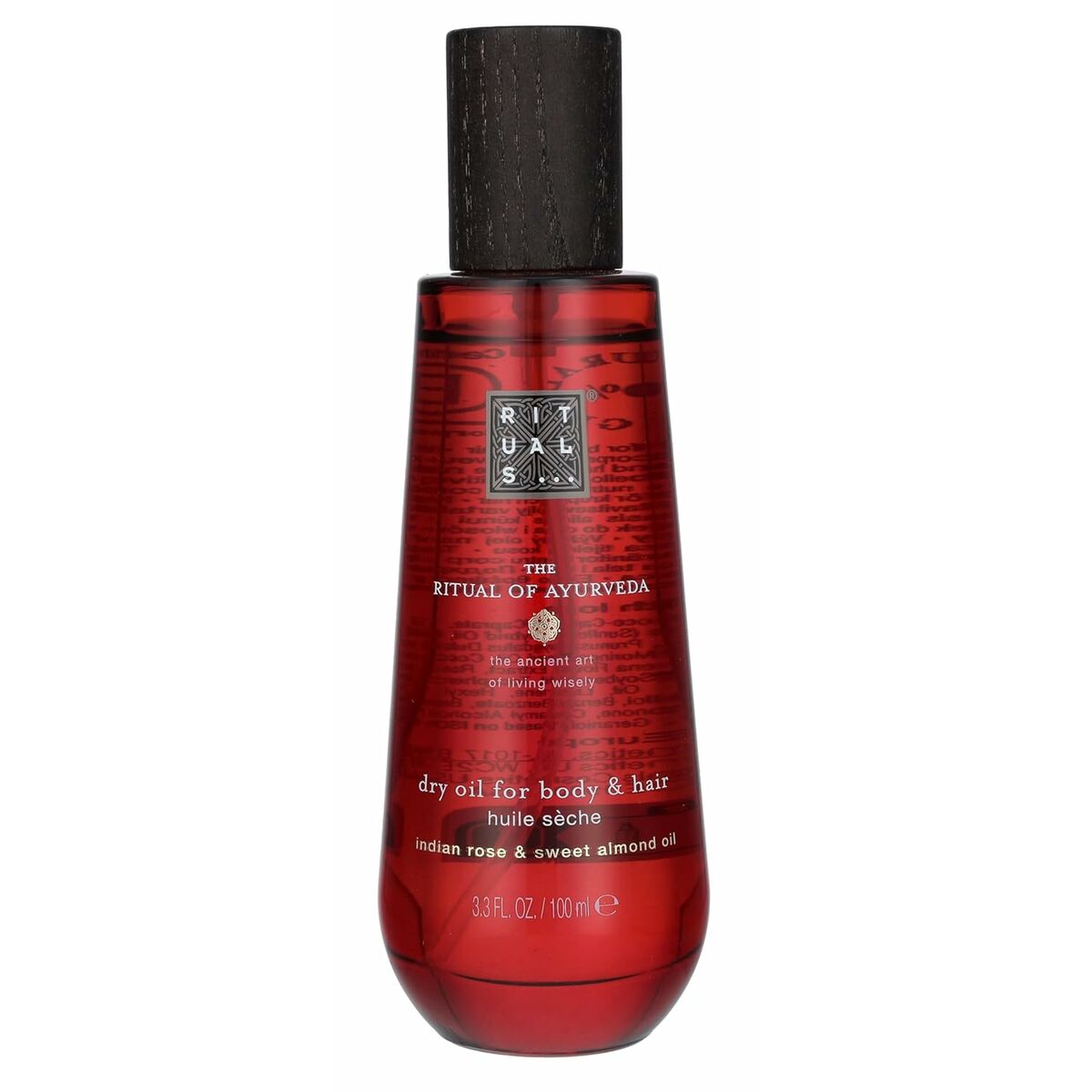 Dry Oil Rituals THE RITUAL OF AYURVEDA Indian Rose & Sweet Almond 100 ml produktemballage