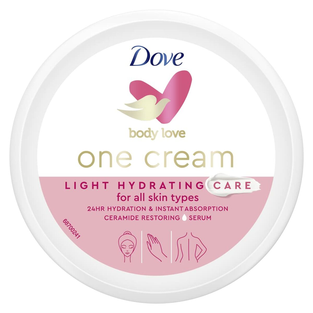 Moisturizing Body Cream Dove Body Love 250 ml til kvinder hudpleje emballage