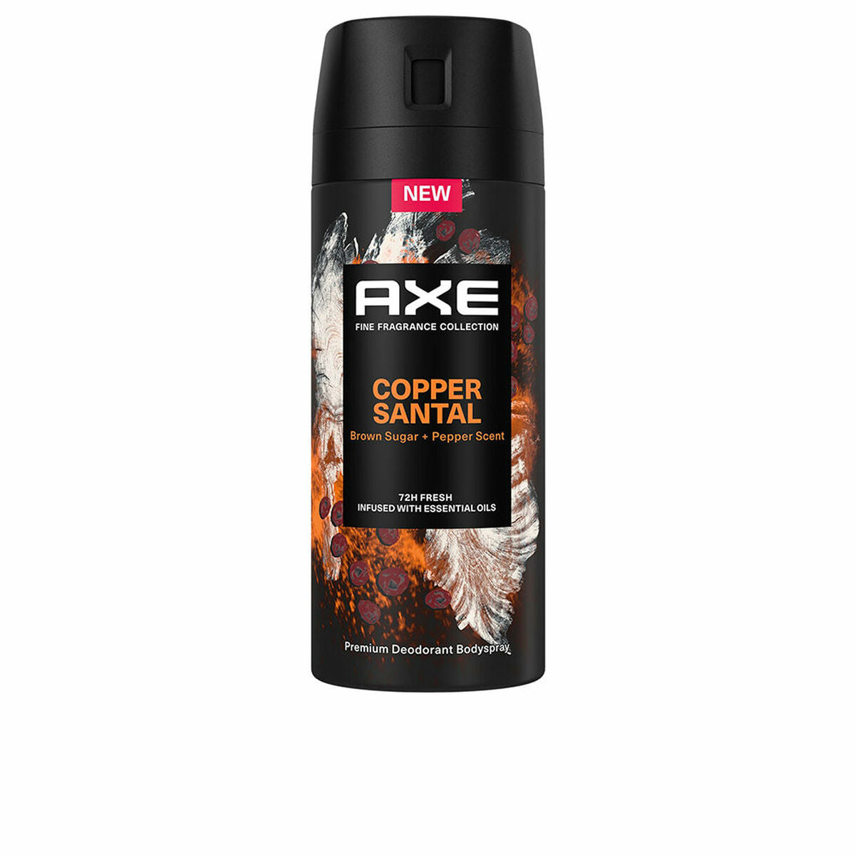 Spray Deodorant Axe Kobber Santal 150 ml til mænd produktemballage