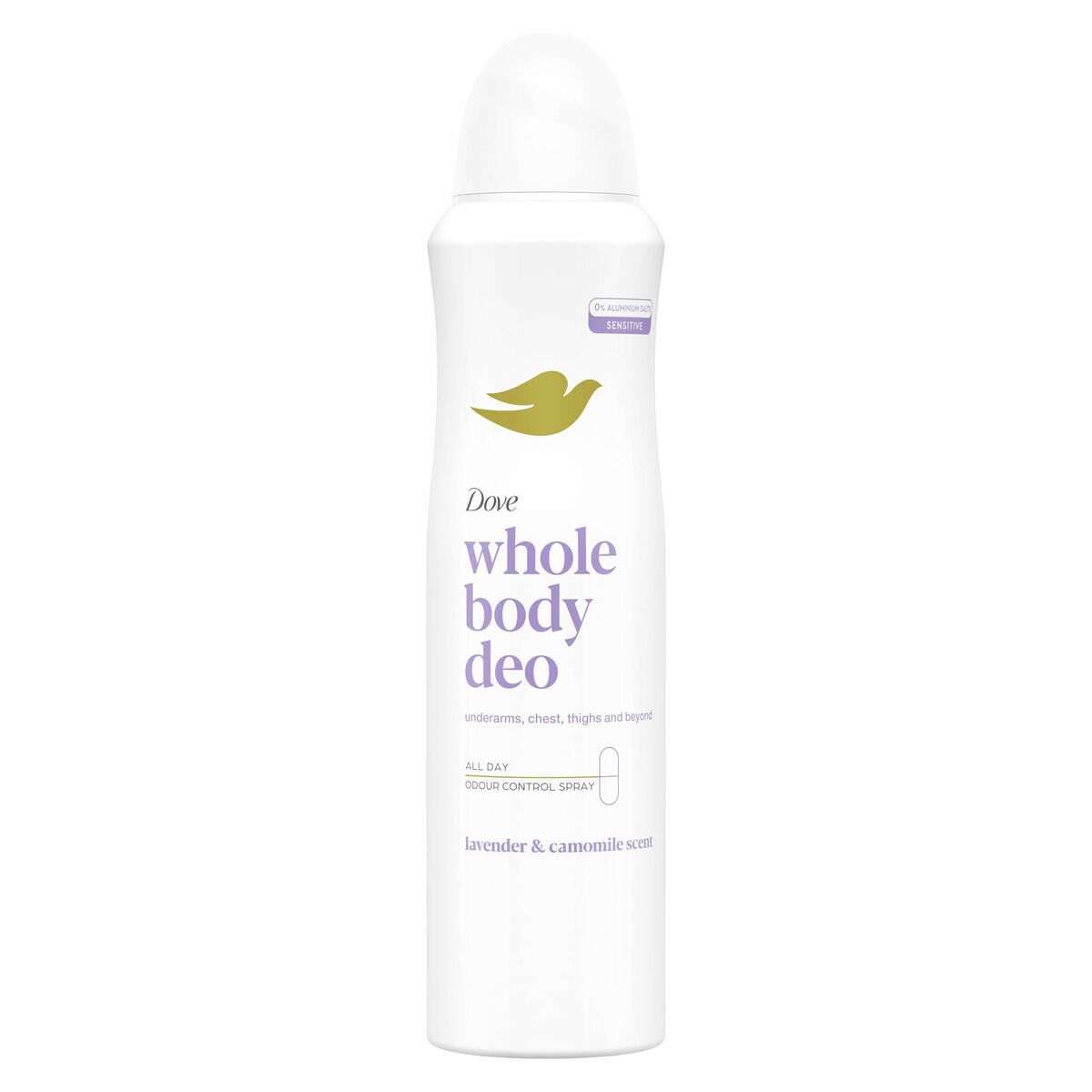 Spray Deodorant Dove LAVANDA og CAMOMILA 150ml produktemballage