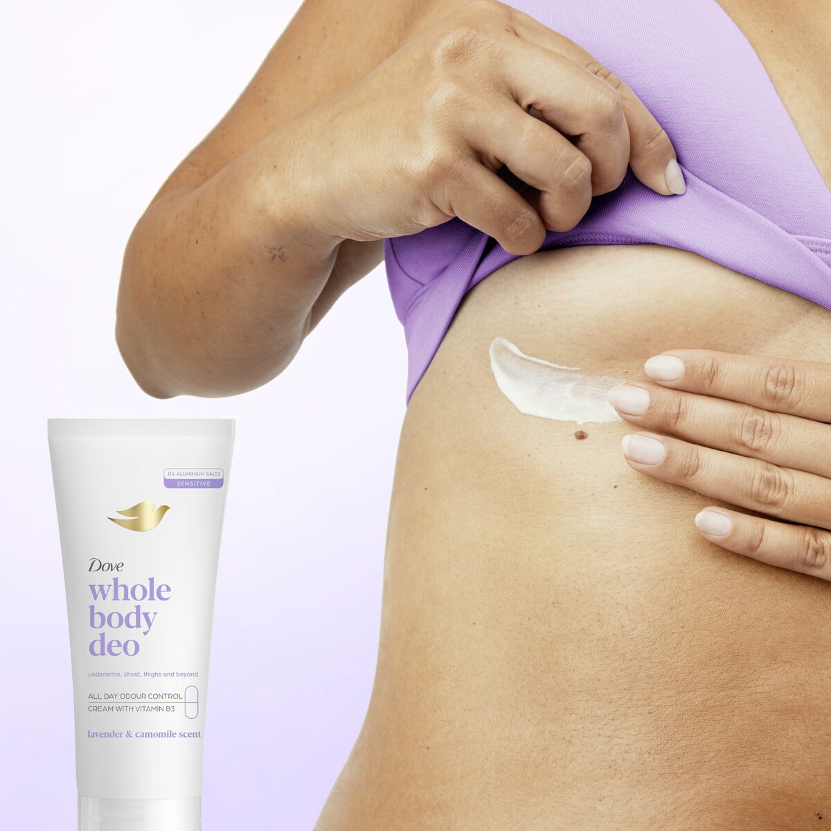 Cream Deodorant Dove LAVANDA og CAMOMILA 75ml hudplejeemballage