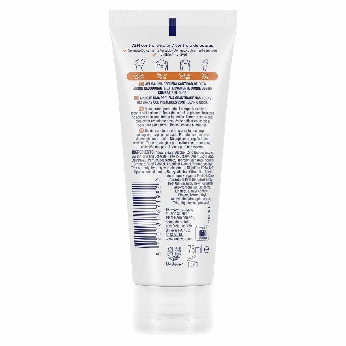 Creme Deodorant Rexona FRESH CITRUS 75 ml til kvinder hudpleje emballage