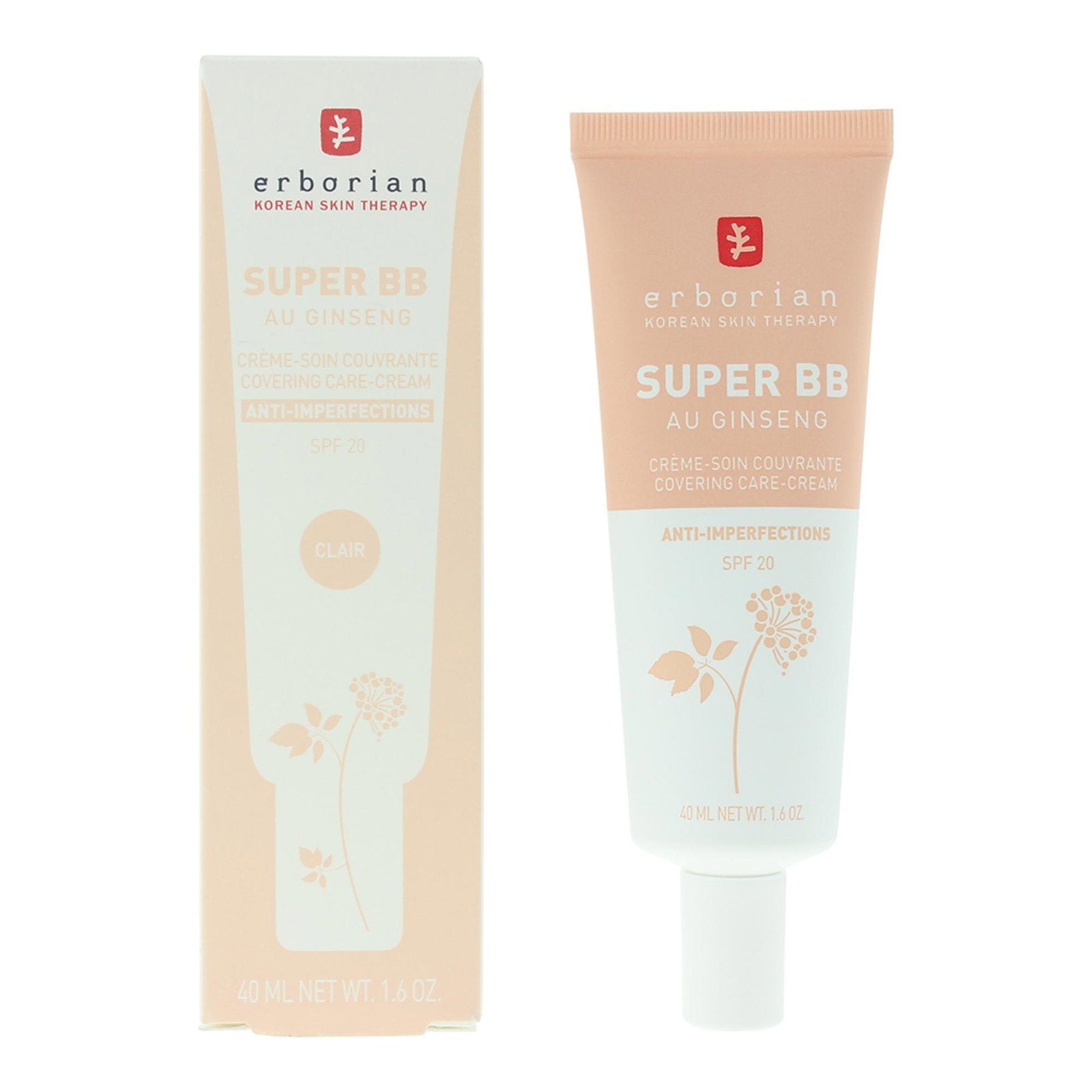 Erborian, Super BB, Ginseng, High Coverage, BB Cream, Clair, SPF20, 40 ml