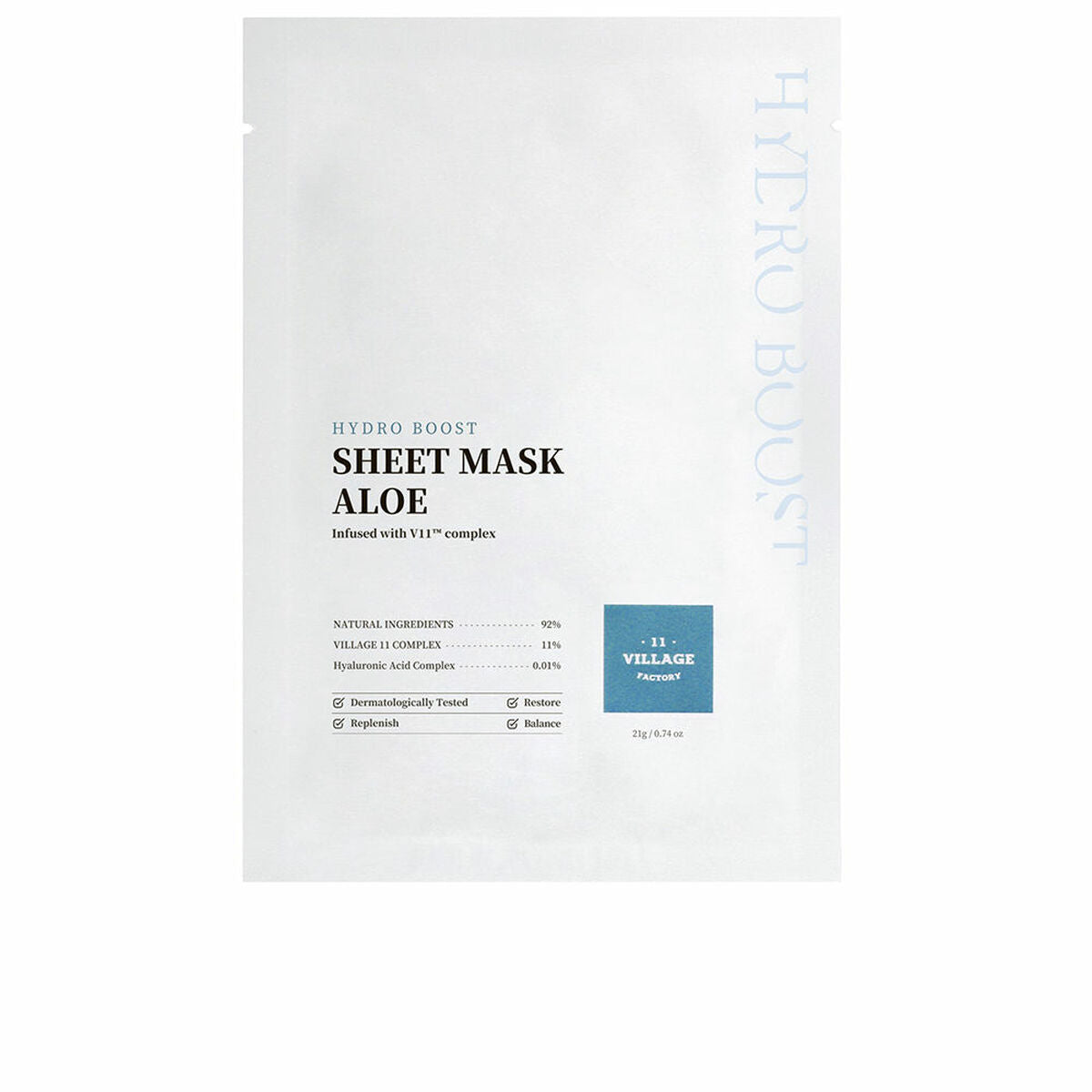 Facial Mask Village 11 Factory Hydro Boost 21 g til kvinder maske emballage