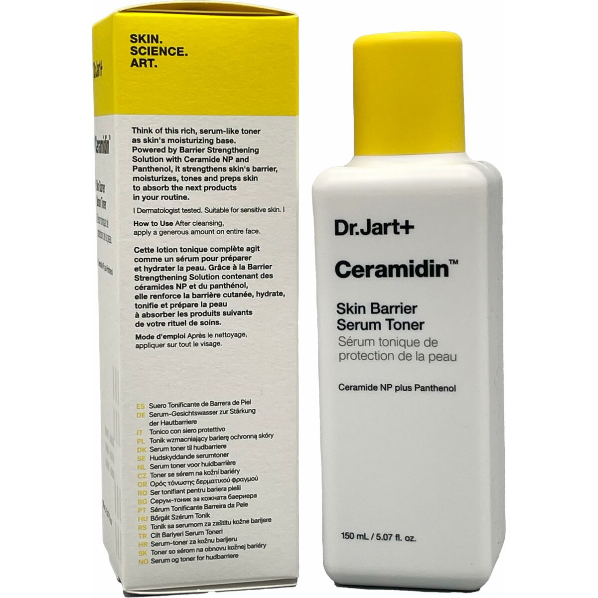 Morgenkåbe DR.JART+ CERAMIDIN 150 ml produktemballage