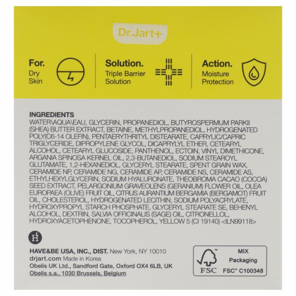 Ansigtscreme DR.JART+ CERAMIDIN 50 ml hudplejeemballage