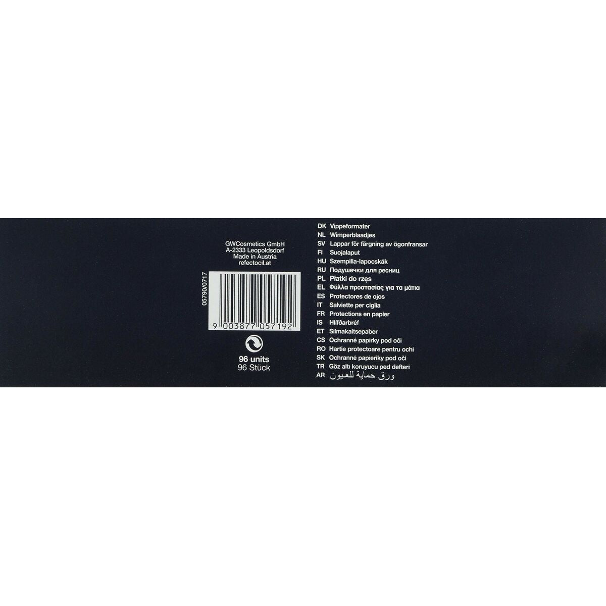 Øjenbeskyttelsespapir RefectoCil Regular (96 enheder) produktemballage