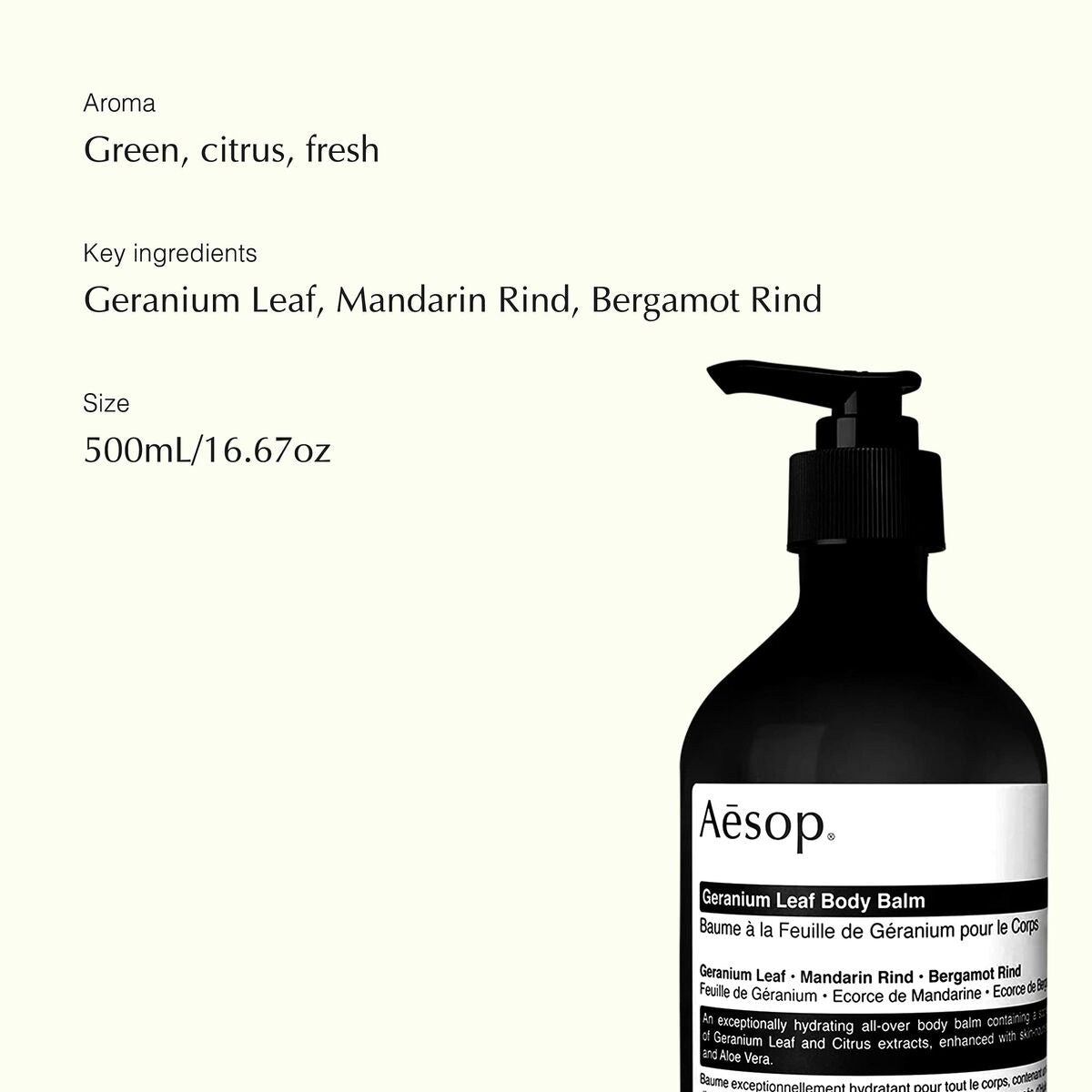 Body Lotion Aesop GERANIUM LEAF 500 ml til kvinder hudpleje emballage