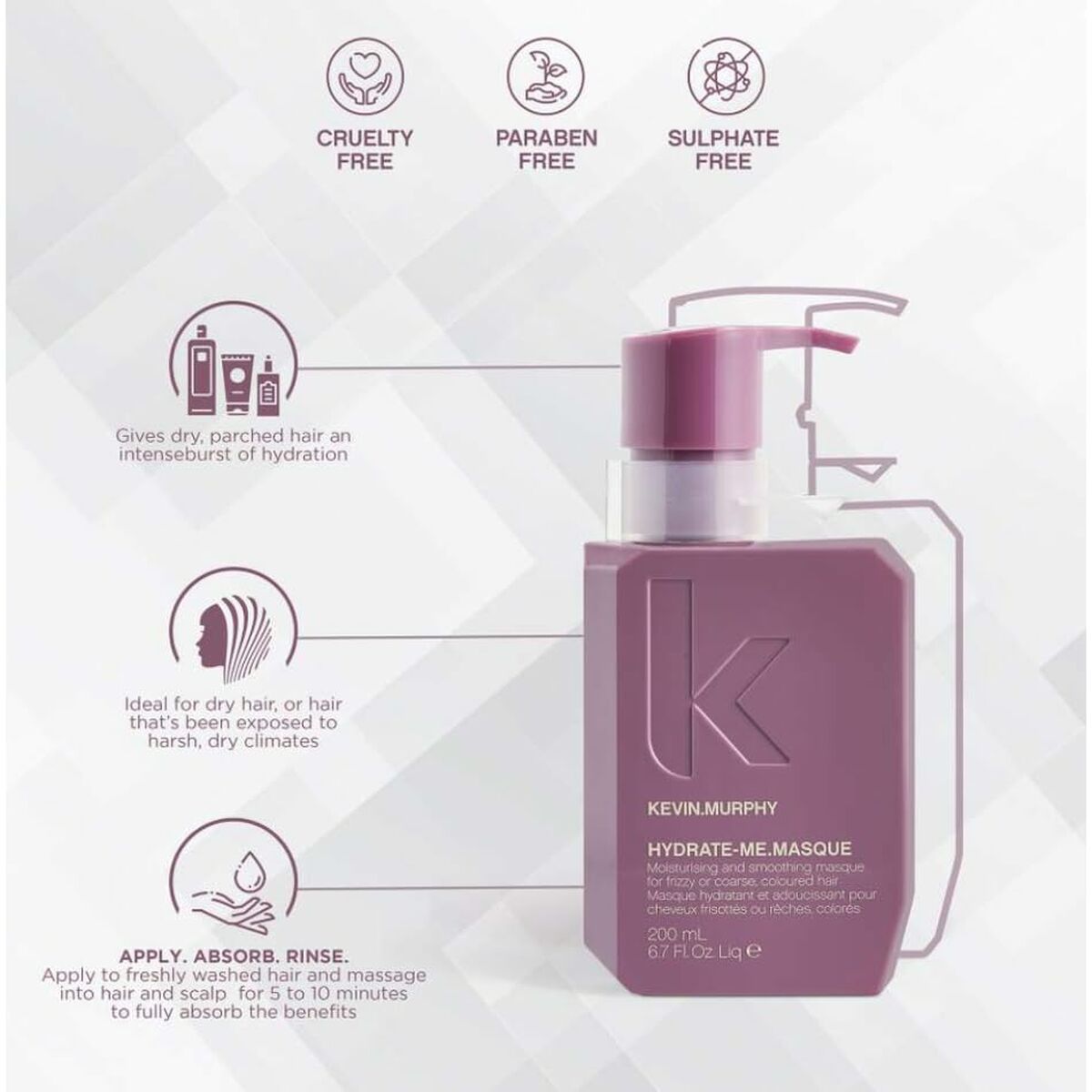 Hårmaske Kevin Murphy HYDRATE-ME 200 ml til kvinder hårmaske emballage